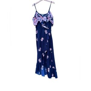 Hint of Blush dress Ruffle Navy Floral Sz. Medium